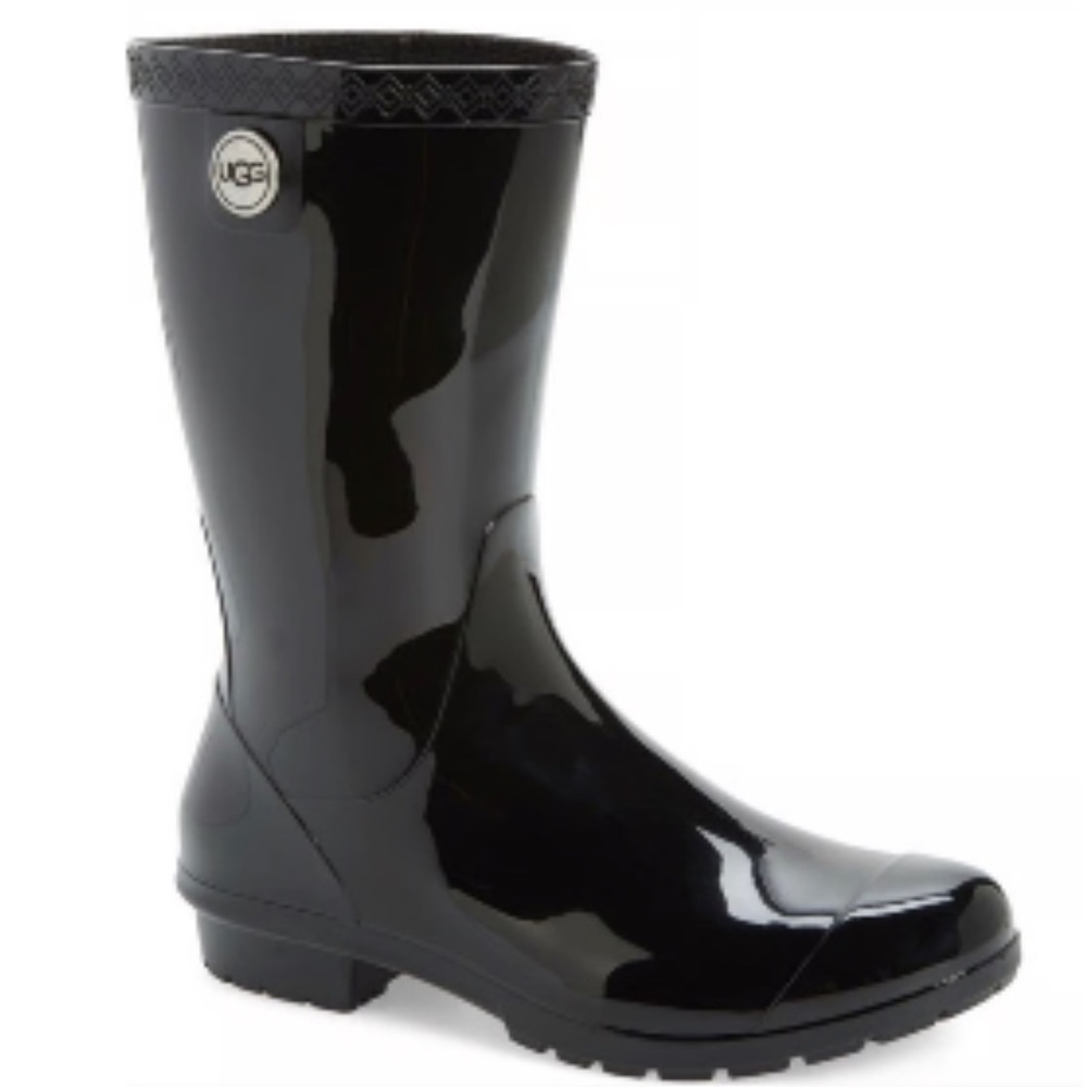 UGG SIENNA BLACK WATERPROOF RUBBER BOOTS SIZE 7 Nwot